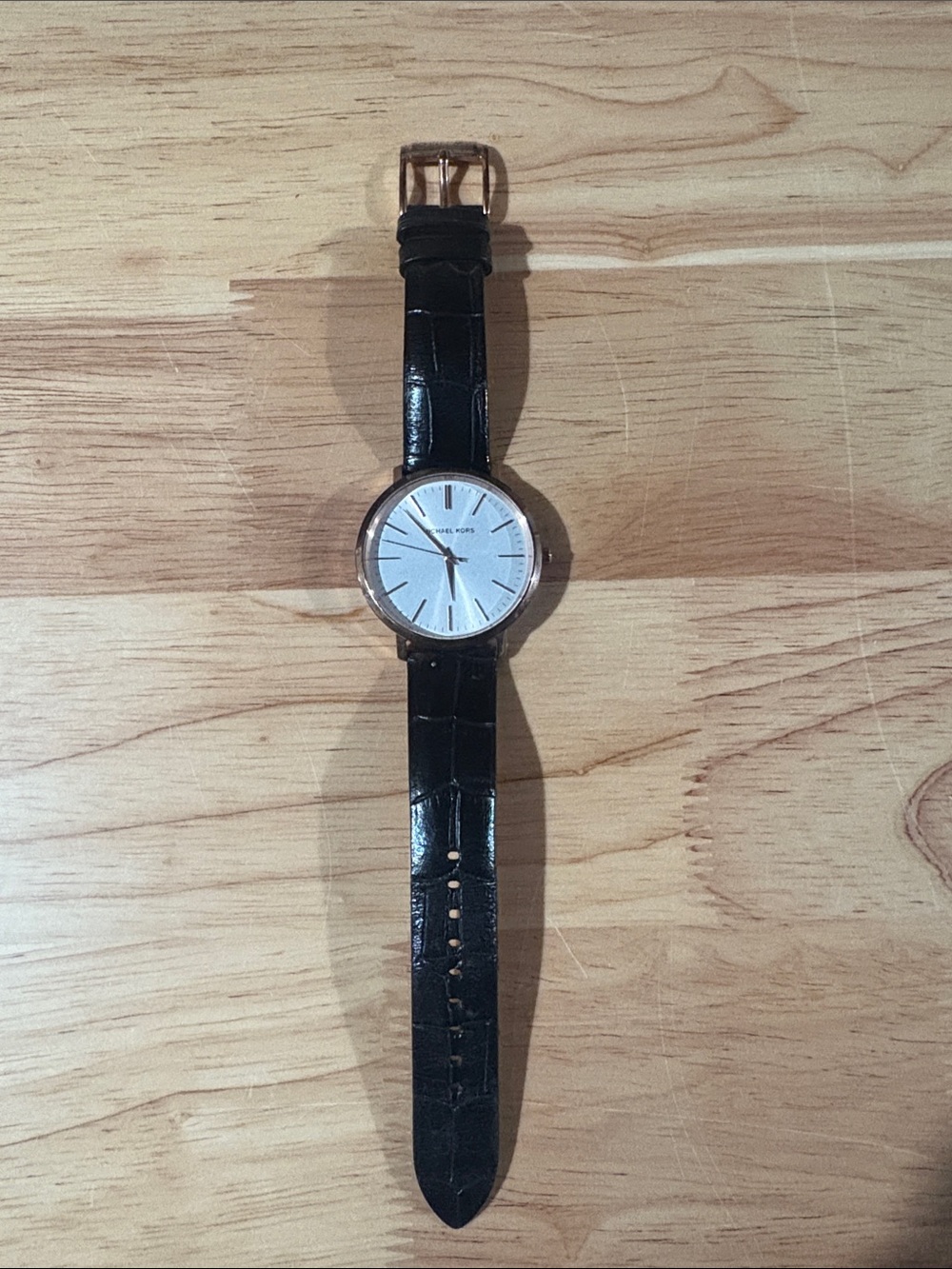 Michael Kors Gold and Black Leather Watch